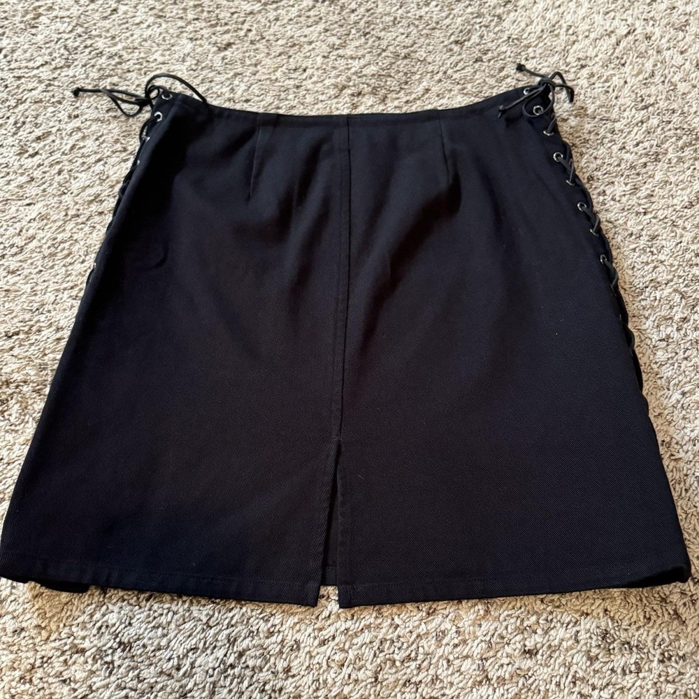 Vtg RALPH LAUREN Black Side Lace-Up ‎ Mini Skirt Y2K Women's 4 Never Worn - Picture 7 of 11